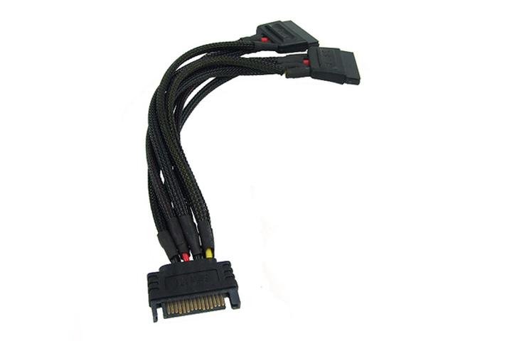 3B7A SATA 15 Pin Y Splitter Power Cable Line Male to Female Plug For HDD Hard 