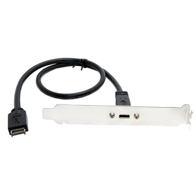 50cm Panel Bracket Header USB-C/Type-C Female to USB 3.1 Type-E Extension Wire Connector Cord Cable 