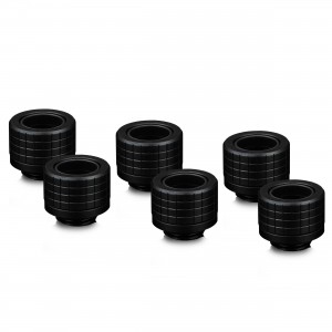 Thermal Grizzly DeltaMate 14mm HardTube Compression Fitting - HT14 - Black - 6 Pack (TG-DM-FIT-6014)