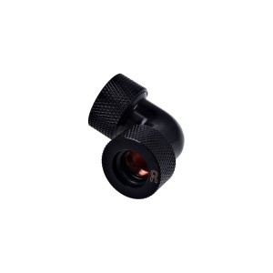 Alphacool HT 13mm HardTube Compression Fitting 90° Elbow for Acrylic, Brass, Borosilicate or Carbon Tubes- Knurled - Deep Black (17296)