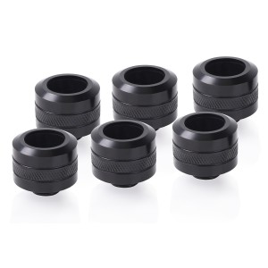 Alphacool Eiszapfen PRO 16mm HardTube Fitting G1/4 - Six Pack - Deep Black (17477)