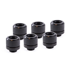 Alphacool Eiszapfen 14mm HardTube Compression Fitting G1/4 - Knurled - Deep Black - Sixpack (17552)