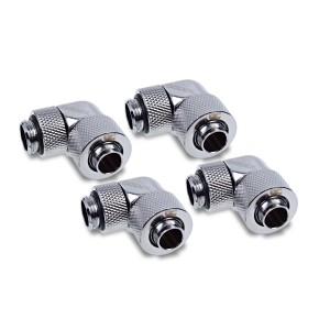 Alphacool Eiszapfen 13/10mm Compression Fitting 90° Rotatable G1/4 - Chrome - Four Pack (17612)