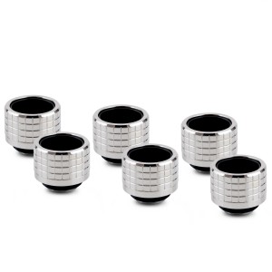 Thermal Grizzly DeltaMate 16mm HardTube Compression Fitting - HT16 - Gloss Nickel - 6 Pack (TG-DM-FIT-6302)