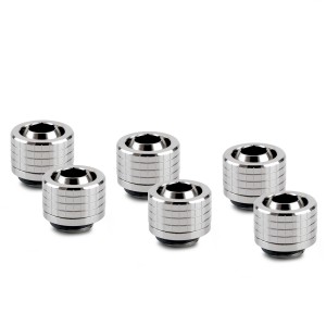 Thermal Grizzly DeltaMate 13/10mm SoftTube Compression Fitting - ST13 - Gloss Nickel - 6 Pack (TG-DM-FIT-6317)