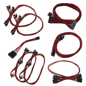 EVGA Individually Sleeved Power Supply Cable Set for 550W/650W SuperNOVA GS/PS - Red (100-CR-0650-B9)