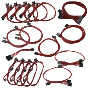 EVGA Individually Sleeved Power Supply Cable Set for 850W/1050W/1000W SuperNOVA GS/PS - Red (100-CR-1050-B9)
