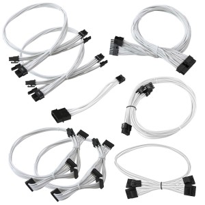 EVGA Individually Sleeved Power Supply Cable Set for 550W/650W SuperNOVA GS/PS - White (100-CW-0650-B9)