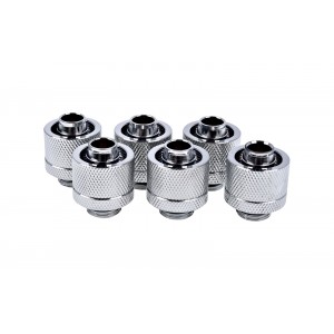 Alphacool Eiszapfen 3/8" ID x 5/8" OD G1/4 Compression Fitting - Chrome Sixpack (17235)