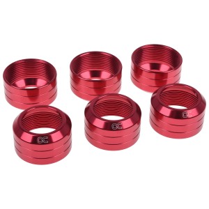 Alphacool Eiszapfen 16mm HardTube Fitting Collar Modding Pack - 6 Pack - Red (17417)