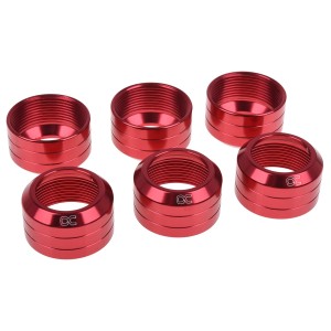 Alphacool Eiszapfen 13mm HardTube Fitting Collar Modding Pack - 6 Pack - Red (17411)