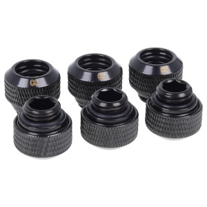 Alphacool Eiszapfen 12mm G1/4" HardTube Knurled Compression Fitting - Sixpack - Deep Black (17375)