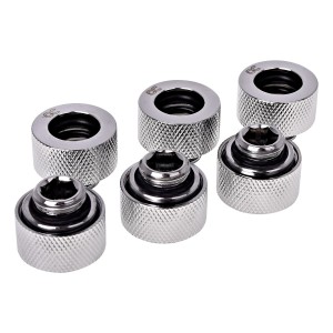 Alphacool HT 13mm HardTube Compression Fitting G1/4 for Plexi or Brass Tubes  - Knurled - Chrome - Six Pack (17382)