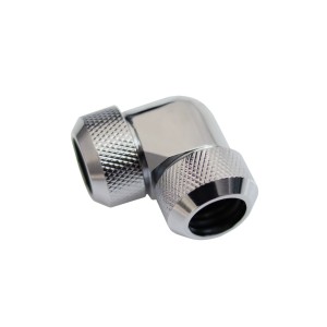 Alphacool Eiszapfen 13mm HardTube Compression Fitting 90° L-Connector - Knurled - Chrome (17410)