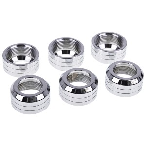Alphacool Eiszapfen 16mm HardTube Fitting Collar Modding Pack - 6 Pack - Silver Polished (17421)