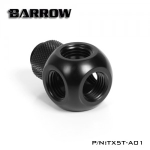 Barrow G1/4" Thread Rotary 5-Way Block Splitter Fitting - Black (TX5T-A01)