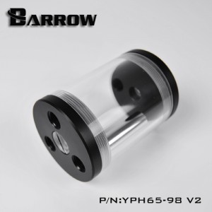 Barrow 98mm Transparent Mutliport Reservoir - Acrylic/Acetal - Black (YPH65-98-V2)