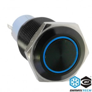 DimasTech® 19mm Vandal Resistant "Momentary" Bulgin Switch - Black Housing - Blue LED (PD043)