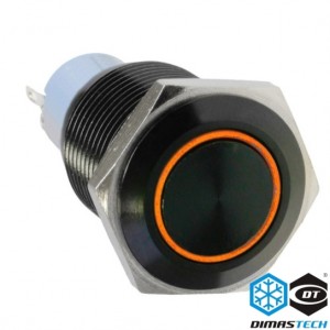 DimasTech® 19mm Vandal Resistant "Latching" Bulgin Switch - Black Housing - Orange LED (PD041)