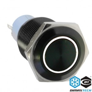 DimasTech® 19mm Vandal Resistant "Latching" Bulgin Switch - Black Housing - White LED (PD039)