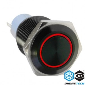 DimasTech® 16mm Vandal Resistant "Latching" Bulgin Switch - Black Housing - Red LED (PD028)
