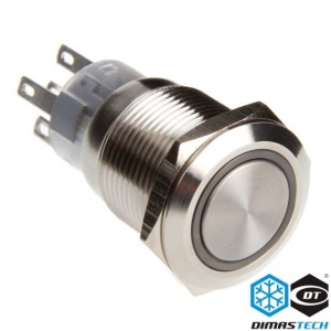 DimasTech® 19mm Vandal Resistant "Momentary" Bulgin Switch - Silver Housing - White LED (PD021)