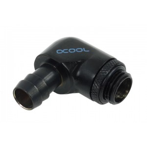 Alphacool G1/4 3/8" (10mm) 90° Revolvable Barbed Fitting with O-Ring - Black (17136)
