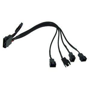 Phobya 4-Pin Molex to 4x 3-Pin Fan Breakout Cable - 30cm | Black (81104)