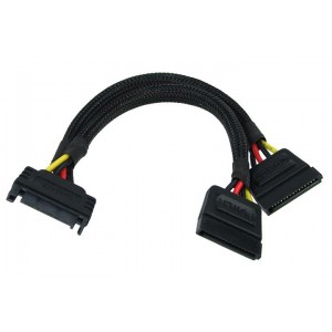 Phobya 5-Pin SATA Power to 2x 5-Pin SATA Splitter Cable - 15cm | Black (87286)