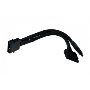 Phobya 4-Pin Molex to 2x SATA Power Splitter Cable - 15cm | Black (87464)
