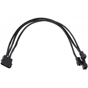 Phobya 4-Pin Voltage Reduction Cable, 5V/7V/12V - 30cm | Black(87485)