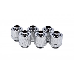 Alphacool Eiszapfen 3/8" ID x 1/2" OD G1/4 Compression Fitting - Chrome Sixpack (17229)