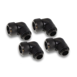 Alphacool Eiszapfen 13mm HardTube compression fitting 90° rotatable G1/4 for Acryl/Brass Tubes - Black - Four Pack (17607)