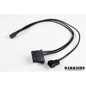 DarkSide 4-PIN Molex + RPM Wire to 3-PIN Fan Conversion Cable - 30cm Jet Black Sleeved (DS-0525)