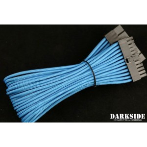 Darkside 24-Pin ATX 12" (30cm) HSL Single Braid Extension Cable - Aqua Blue UV (DS-0695)