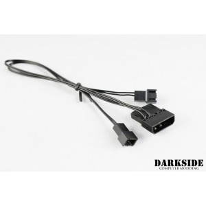 DarkSide MOLEX 4P w/ Passtrough to 3-Pin Fan Power Y-cable - 12V Only (DS-0819)