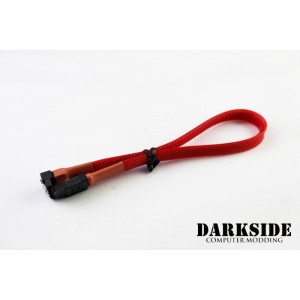 Darkside 30cm (12") SATA 3.0 180° to 90°  Data Cable with Latch - Red UV (DS-0078)