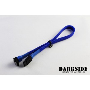 Darkside 30cm (12") SATA 3.0 180° to 90°  Data Cable with Latch - Blue UV (DS-0079)