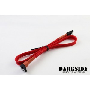 Darkside 45cm (18") SATA 3.0 180° to 90°  Data Cable with Latch - Red UV (DS-0081)