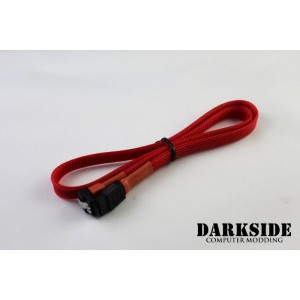 Darkside 60cm (24") SATA 3.0 180° to 90°  Data Cable with Latch - UV Red (DS-0084)