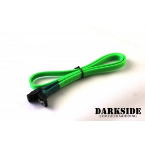 Darkside 60cm (24") SATA 3.0 180° to 90°  Data Cable with Latch - UV Green (DS-0085)