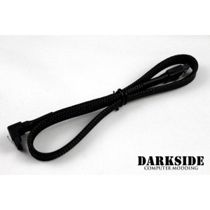 Darkside 45cm (18") SATA 3.0 180° to 90°  Data Cable with Latch - Jet Black (DS-0088)