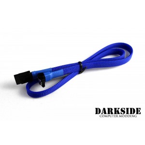 Darkside 60cm (24") SATA 3.0 180° to 90°  Data Cable with Latch - UV Blue (DS-0098)