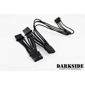 Darkside 4-Way 4-Pin MOLEX Power Y-Cable Splitter - Jet Black (DS-0143)