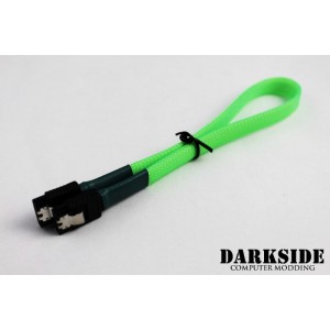 Darkside 30cm (12") SATA 3.0 180° to 180°  Data Cable with Latch - Green UV (DS-0147)
