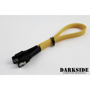 Darkside 30cm (12") SATA 3.0 180° to 180°  Data Cable with Latch -Yellow Sand (DS-0193)