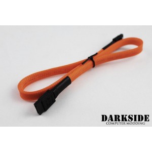 Darkside 45cm (18") SATA 3.0 180° to 180°  Data Cable with Latch - UV Orange (DS-0159)