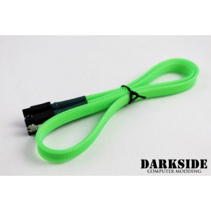 Darkside 60cm (24") SATA 3.0 180° to 180°  Data Cable with Latch - UV Green (DS-0166)