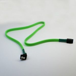 Darkside 45cm (18") SATA 3.0 180° to 90°  Data Cable with Latch - Green UV (DS-0083)