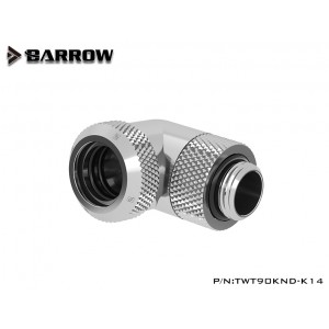 Barrow G1/4" 90 Degree Rotary Multi-Link Adapter - 14mm OD Rigid Tube - Silver (TWT90KND-K14-Silver)